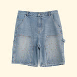 rhinestone carpenter denim shorts
