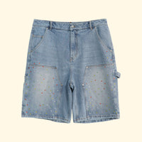 rhinestone carpenter denim shorts